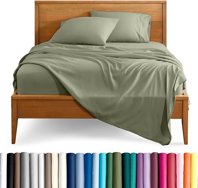 Bare Home King Sheet Set - 1800 Ultra-Soft Microfiber King Bed Sheets - Double Brushed - Deep Pockets - Easy Fit - 4 Piece Set - Bedding Sheets & Pillowcases (King, Sage)