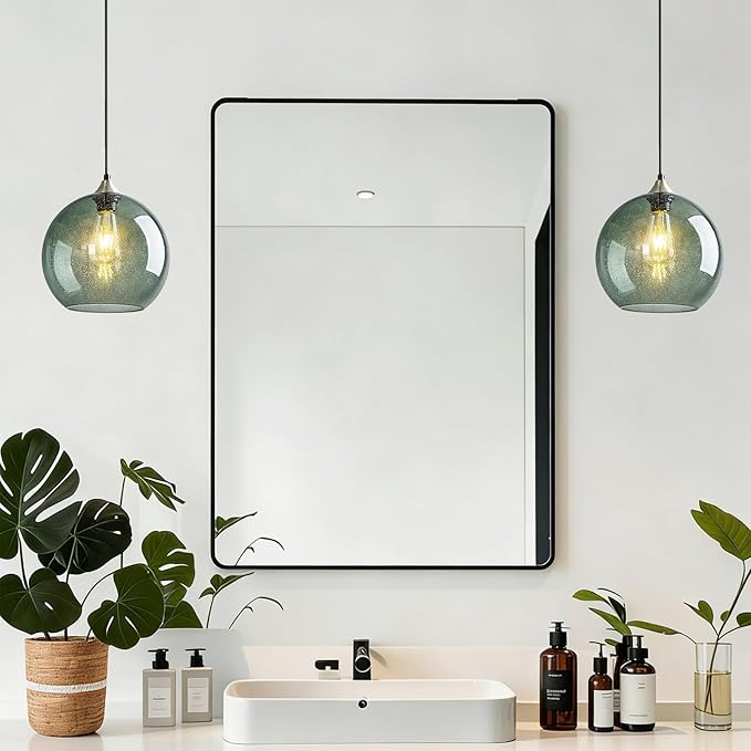 Modern 2-Pack Glass Globe Pendant Lights, Gray Green Modern Pendant Lighting for Kitchen Island, Glass Hanging Lamps for Dining Room Living Room Bedroom, Large 9.85 Inch Fixture (Bulbs Not Included)