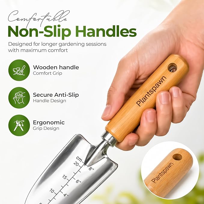 Gardening Tools Set with Organizer Handbag 9-Piece, Heavy‑Duty Rust‑Proof Garden Hand Tools, Wooden Handles,15 Plant Tags, Ideal Gardening Gift for Men & Women