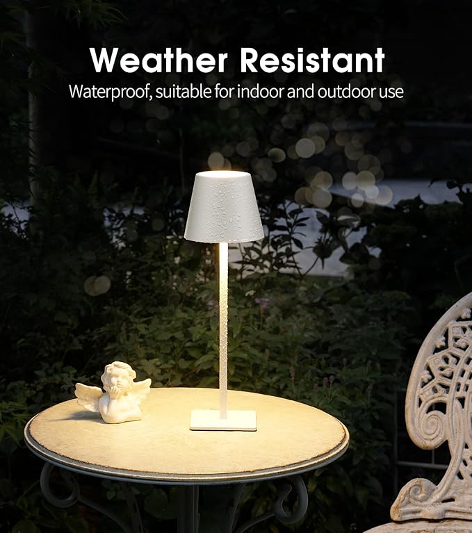 UME 3 Pack Cordless Table Lamp, Battery Operated Lamp - Portable Waterproof Rechargeable Table Lamp 3 Color Temps & Stepless Dimming for Dinner, Desk, Cafe, Outdoor (White)