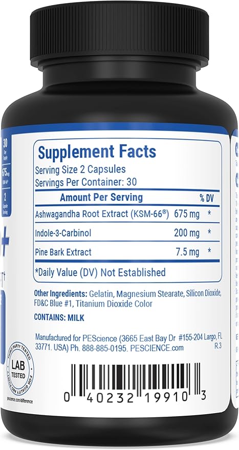 PEScience Erase Pro+, Natural Testosterone Booster, Cortisol Blocker with KSM 66 Aswhagandha, and I3C Estrogen Blocker PCT Supplement, 30 Day Supply