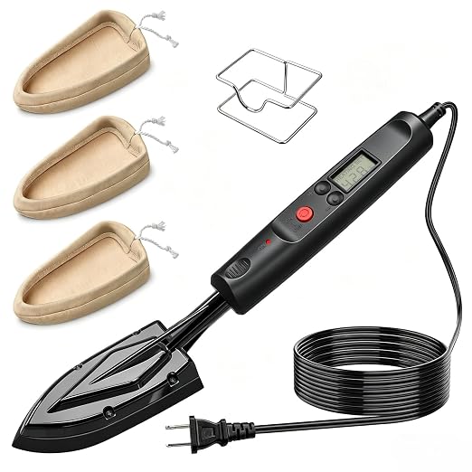 Edge Bandling Iron with LCD Display,Adjustable 212-428F (100-220C),Metal Stand,98 in Power Cord,3 Replaceable Socks,Precision Control Sealing Iron for Furniture Edges & Models