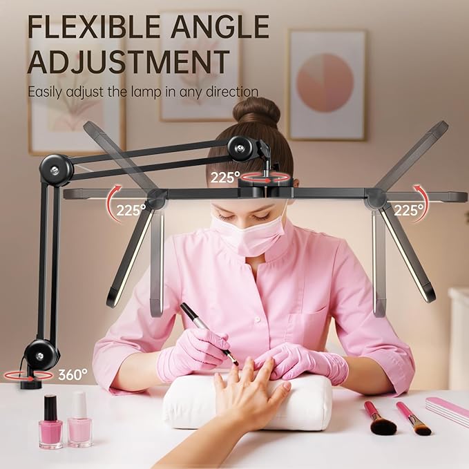 Half Moon Light, 34.65" 36W Foldable Light for Nail Desk LED Lamp for Nail Tech, 3000K-6000K Stepless Dimmable Esthetician Light for Nail, Salon, Tattoo