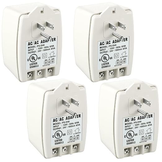 Hotop 4 Pack 24 Volt Transformer 40 VA AC Transformer Plug in with PTC Fuse Compatible with Ring Doorbell and Thermostat Compatible with Nest, Ecobee, Sensi/Honeywell/24V Adapter(Without Screw Holes)