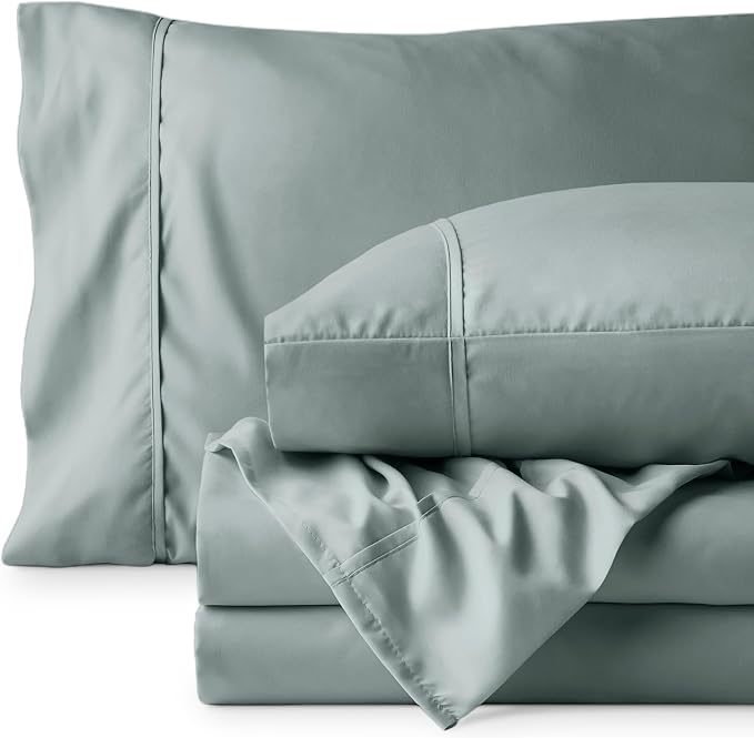 Bare Home Full Sheet Set - 1800 Ultra-Soft Microfiber Full Bed Sheets - Double Brushed - Deep Pockets - Easy Fit - 4 Piece Set - Bedding Sheets & Pillowcases (Full, Sea Spray)