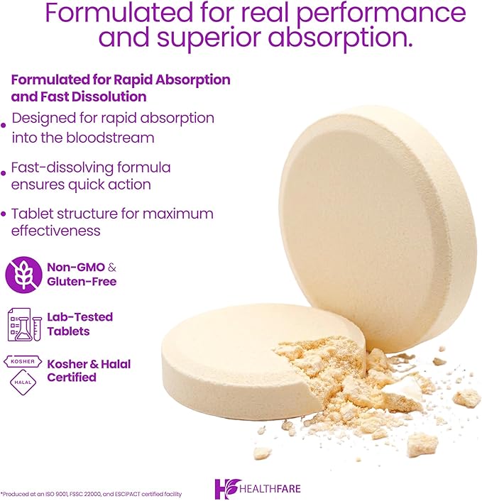 Healthfare Folic Acid 1000mcg | 300 Veg Tablets | Vitamin B9 | Gluten-Free | Non-GMO | Made in USA