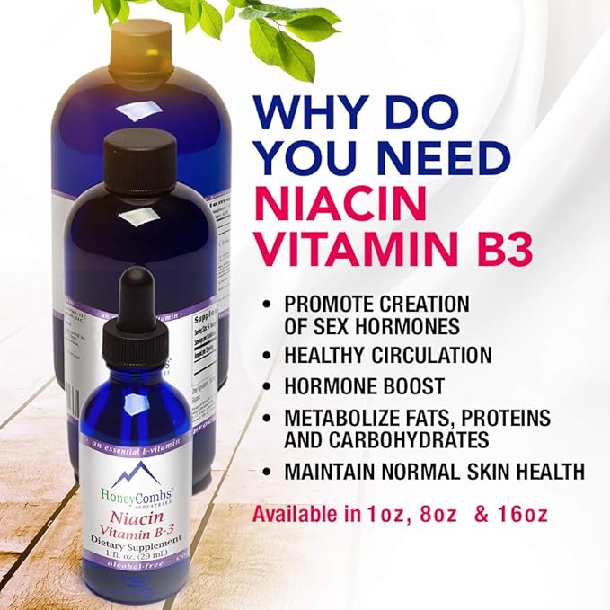 Vitamin B3-Niacin 80mg Niacin Equivalent Drops – Vitamin B Liquid Niacin Drops – Alcohol-free, Non-GMO Niacin Supplement 1oz