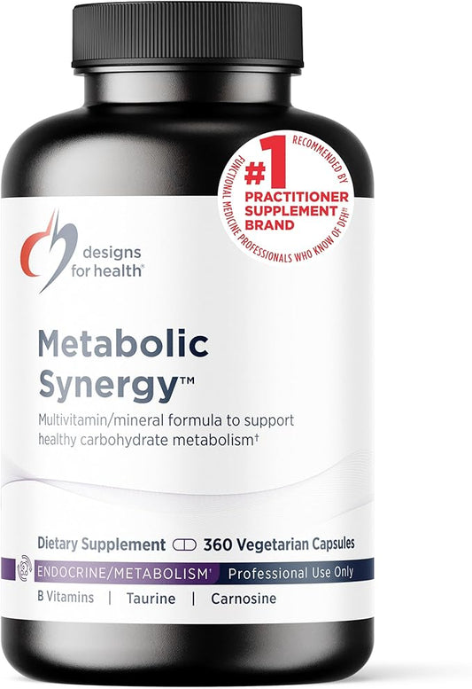 Designs for Health Metabolic Synergy - Complément Multivitaminé et Minéral avec Chrome, Zinc, Sélénium, Acide R-Lipoïque, Vitamines + Plus (360 Gélules)