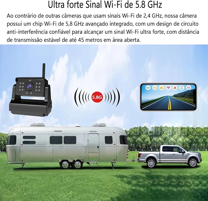 Wireless Backup Camera,Ultra Strong WiFi Signal Clear Picture Magnetic Rechargeable Rear View Reverse Back up Camera for Hitch Tow Gooseneck Travel Boat Horse 5th Wheel Trailer Truck Camper Pickup RV