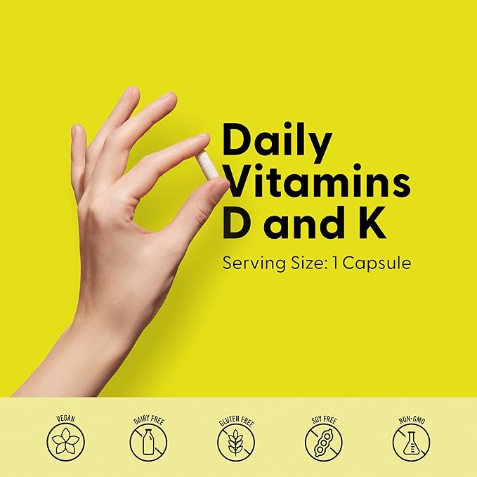 LIVELY VITAMIN CO. Énergie Solaire Vitamine D3 5000 UI - Vitamine K brevetée - MK7 - Équilibre Immunitaire - Fonction Cérébrale - Humeur - Cœur - Stress - 60 Comprimés