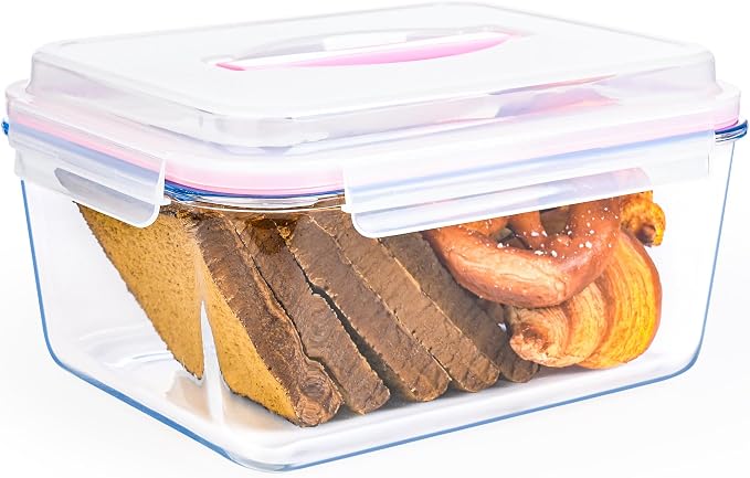 LOVYANXUE 190oz / 24Cup Extra Large Glass Storage Containers with Lids, Glass Bread Box Airtight Bread Container, Ideal Food Storage Containers, Roasting Turkey/Chicken/Cookie, Oven&Dishwasher Safe