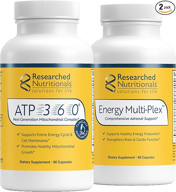 Researched Nutritionals 男女用ビタミン - 最適化されたエネルギーデュオ - 副腎サポートとミトコンドリアサプリメントで最適な細胞エネルギーを促進 - ATP 360 & Multi-Plex