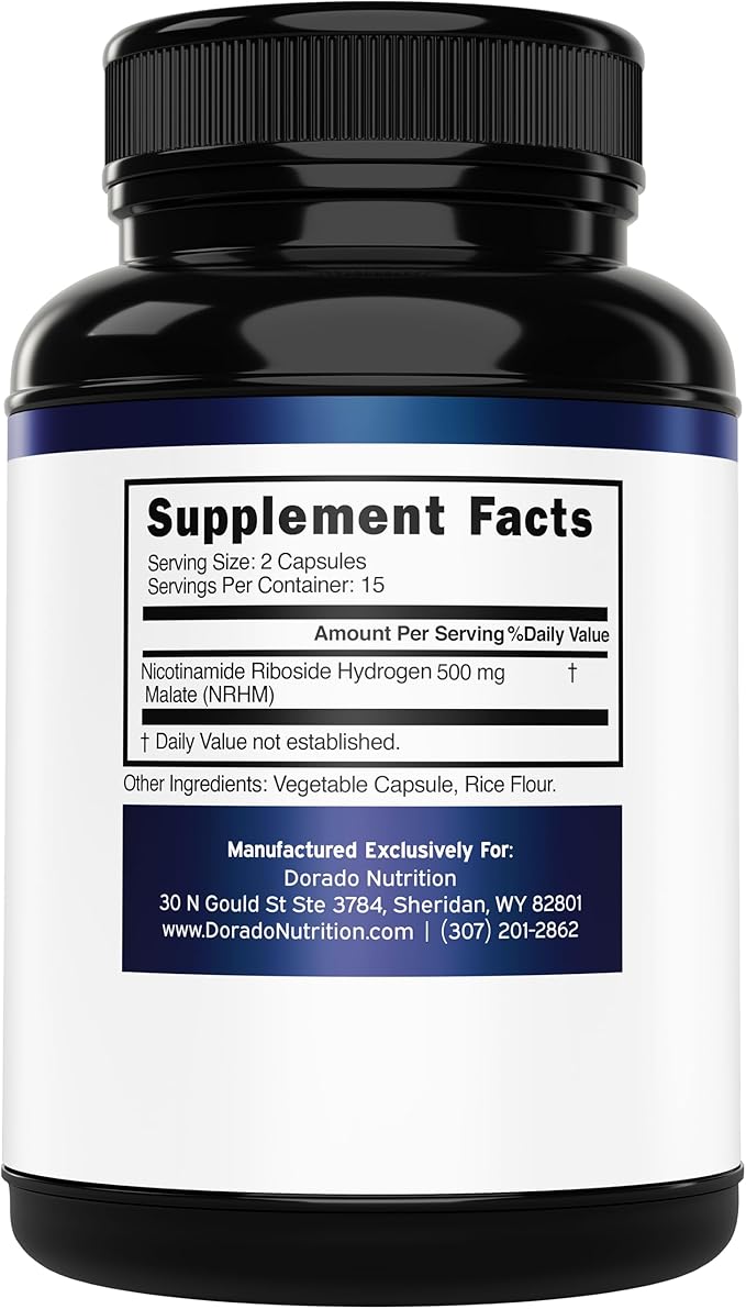 Nicotinamide Riboside 500mg (30 Gélules) Complément NAD - Complément NR pour Femmes et Hommes pour Soutenir les Niveaux de NAD+ - Booster de NAD - Testé par un Tiers - Végétalien, Sans OGM et Fabriqué aux États-Unis (30 Gélules)