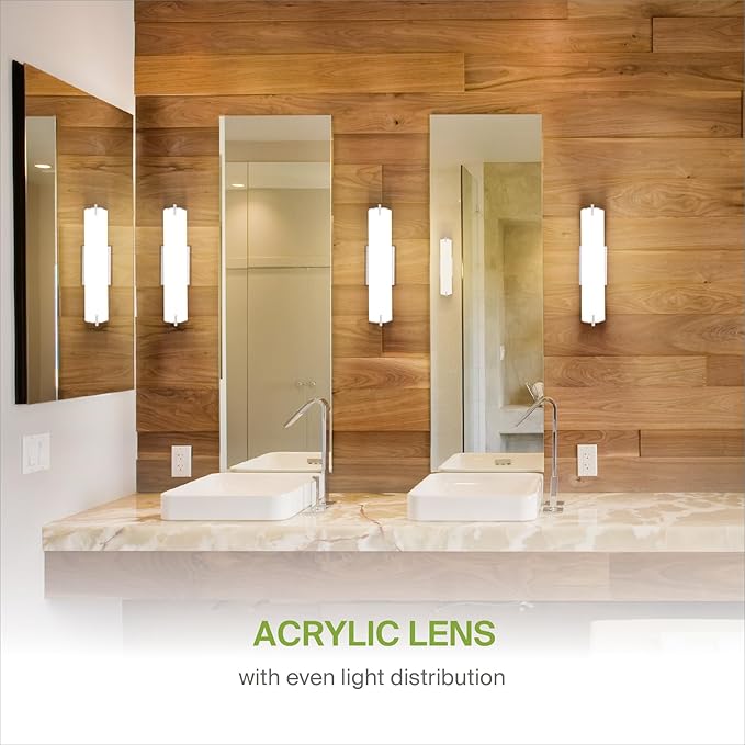 ASD LED 18" Vanity Wall Mount Light Fixture, Linear Bathroom Lighting Bar | 3CCT, Dimmable, Energy Star, ETL Listed | 20W 1500LM 3000-5000K 120V | Long Tube Bath Sconce Over Mirror | Nickel