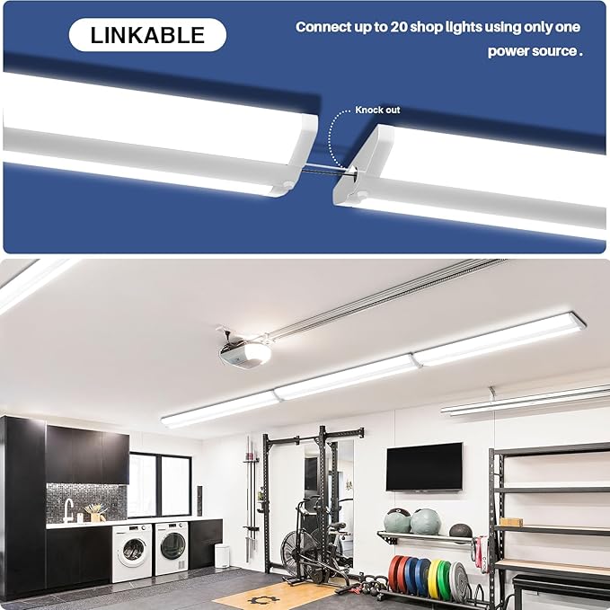 ANTLUX Ultra Slim 4FT LED Wraparound Light, 50W 4 Foot Shop Lights for Garage, No Glare, 5600LM, 6000K, Compact Flush Mount Ceiling Fixtures for Kitchen Workshop, Fluorescent Tube Replacement, 6 Pack