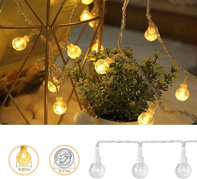 GTSYDING Bubble Globe String Lights USB Powered, 19.6 FT 40 LEDs 8 Modes Waterproof Hanging Crystal Ball Fairy Lights Remote for Indoor Bedroom Patio Party Decorations, Warm White