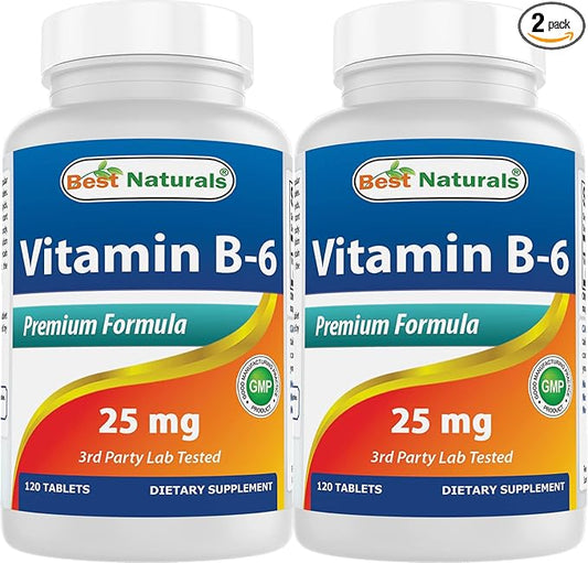 Best Naturals Vitamin B6 25mg, 120 Tablets (120 Count (Pack of 2))
