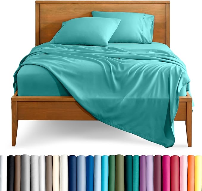 Bare Home Twin Sheet Set - 1800 Ultra-Soft Microfiber Twin Bed Sheets - Double Brushed - Deep Pockets - Easy Fit - 3 Piece Set - Bedding Sheets & Pillowcases (Twin, Turquoise)
