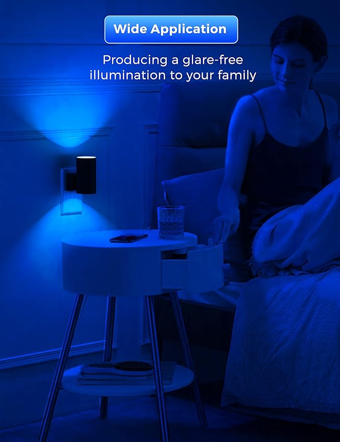 L LOHAS LED Calm Blue Night Light, Night Lights Plug into Wall, Dimmable Nightlight with Light Sensor, LED Nightlights for Bluey Home Decor, Party, Holiday, Bathroom Bedroom Hallway Kitchen, 2 Pack
