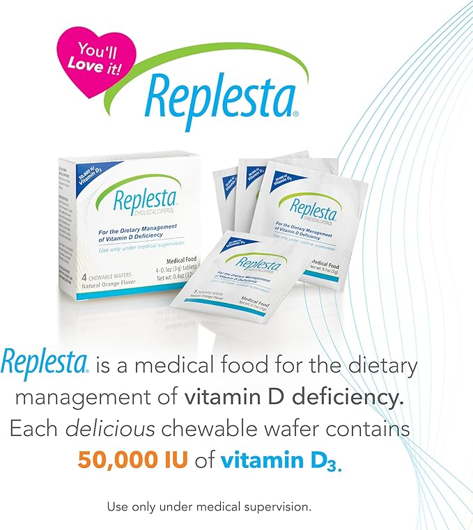 50 000 UI de Cholécalciférol Vitamine D3, pour carence en Vitamine D, plaquette à croquer une fois par semaine, sans OGM, saveur orange naturelle, 4 unités (lot de 1)