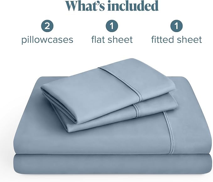 Bare Home Queen Sheet Set - 1800 Ultra-Soft Microfiber Queen Bed Sheets - Double Brushed - Deep Pockets - Easy Fit - 4 Piece Set - Bedding Sheets & Pillowcases (Queen, Dusty Blue)