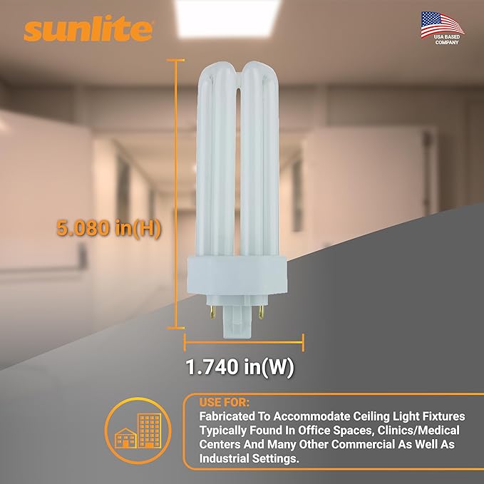 Sunlite PLT26/E/SP Compact Fluorescent Plug-in PLT 4-Pin Triple Tube, 26 Watts, 4-Pin GX24q3 Base, 1800 Lumens, 2700K Soft White, 10 Pack