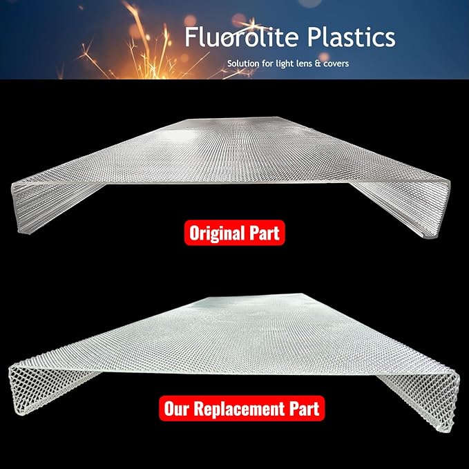 FP FLUOROLITEPLASTICS WE'VE GOT YOU COVERED Wrap Around Replacement Light Cover | Clear Prismatic Acrylic | Designed for 2 OR 4-Light wrap-Around Fixture (F-4077, 47-15/16″ (L) x 14.0″(W) x 2"(H))