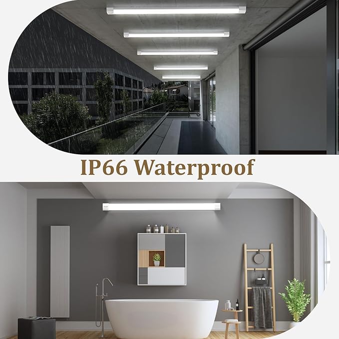 Airand Linkable Led Garage Light 5FT Shop Lighting Fixture with Plug in Cord, LED Closet Lights 5000K Under Cabinet Lighting Tube Lights 45W for Kitchen Bathroom Workbench with ON/Off Switch