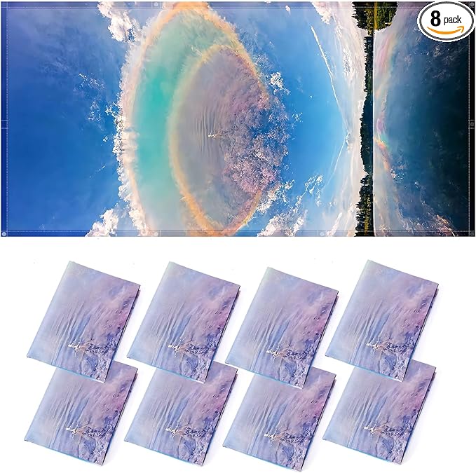 ANGSYLTH 8 Pcs Fluorescent Light Covers - 4 x 2 Feet Covers for Ceiling Lights, 8 x 10 Magnetic Light Filters for Classroom, Office, Hospitals (Blue Sky - Rainbow)