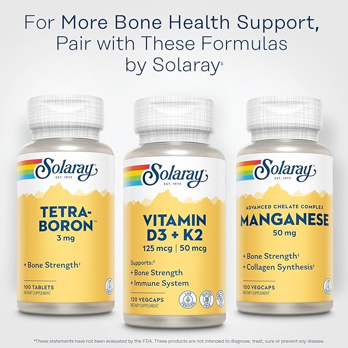 SOLARAY Vitamine D3 K2 - Complément pour la santé osseuse et le soutien immunitaire - Avec 5000 UI de vitamine D sous forme de Vit D3 et 50 mcg de vitamine K2 sous forme de Ménaquinone MK7, sans soja, garantie 60 jours, 120 doses, 120 VegCaps