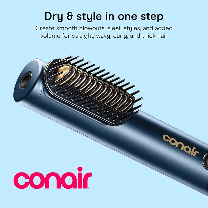 Conair DigitalAire Air Styling System | 4-in-1 Drying and Styling System with 4 Attachments to Detangle, Straighten, Volumize, Dry, Dark Blue, 997L
