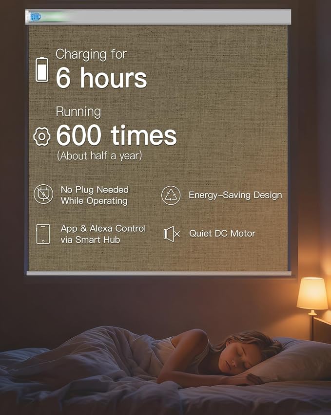 Tokblind Motorized Roller Shade with Remote Control, Blackout Electric Shade for Windows Compatible with Alexa Google via Hub, Rechargeable Smart Window Blind for Home Office (Fabric Dark Coffee)