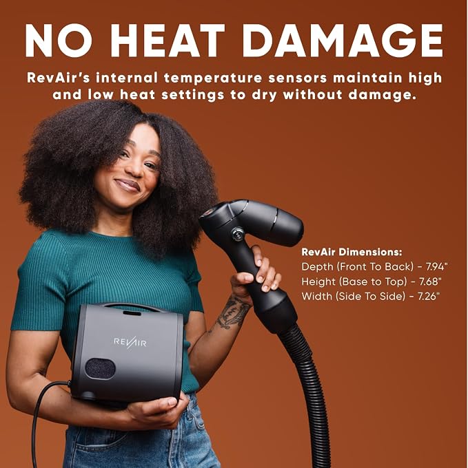 RevAir Reverse-Air Hair Dryer - Innovative Quick-Drying Hair Dryer for Curly, Wavy & Straight Hair - Revolutionary Reverse Blow Dryer -Hairdryer to Reduce Heat Damage & Styling Time