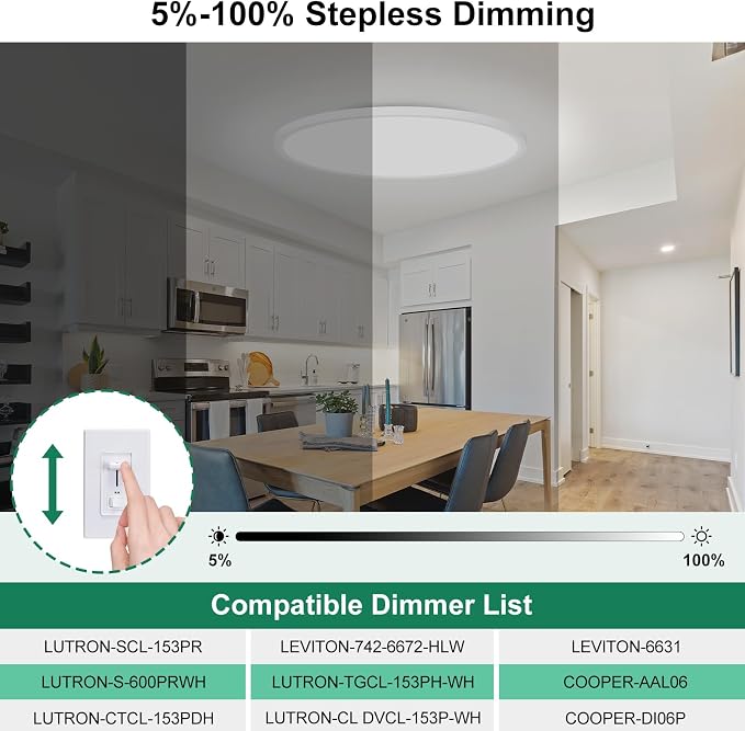 Brightever 19 Inch Large Flush Mount Ceiling Light Fixtures, 4200LM 420W Equivalent, 2700K-6500K Selectable, 0.67 Inch Extremely Thin 36W Modern Dimmable Flat LED Ceiling Lights for Bathroom, 1 Pack