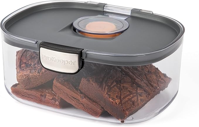 Progressive ProKeeper International Airtight Food Storage Container with Terracotta Disk for Freshness, Stackable & Dishwasher Safe, Ideal for Cookies, Baked Goods, & More, 3 Quart