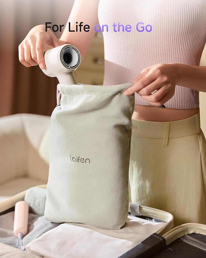 Laifen Air Hair Dryer, Lightweight and Palm-Sized Compact, 15× High-Speed Drying with 110, 000 RPM Powerful Motor, Smart Temperature Control, 200 Million Negative Ions, 5 Modes & 2 Airspeeds, Milktea