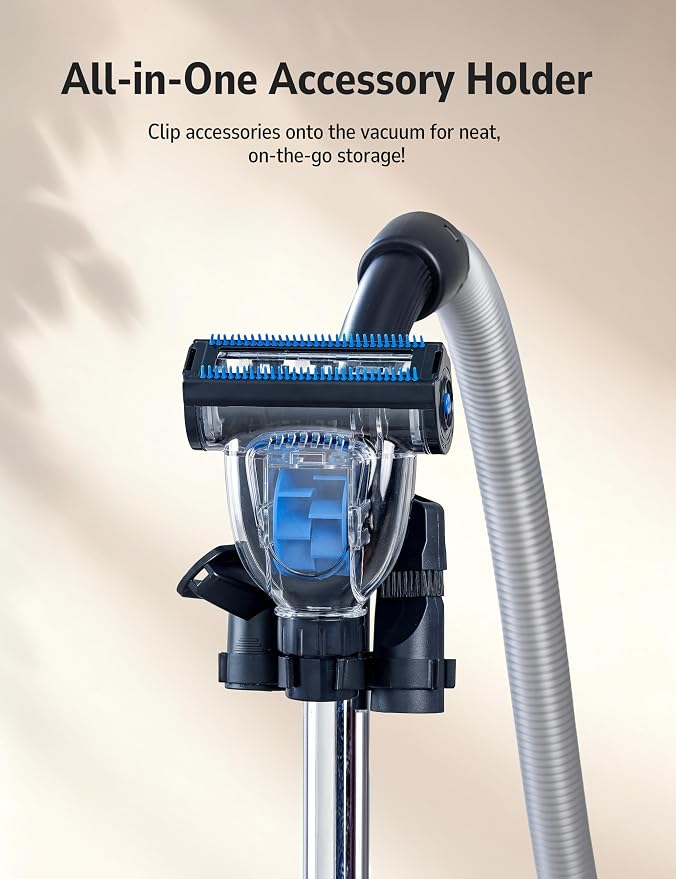 Aspiron Canister Vacuum Cleaner, 40Kpa Bagless Vacuum Cleaners, 4QT Large Dust Cup, Double HEPA Filter, Retractable Cord, 1600W Lightweight Vacuum Cleaner with 5 Tools for Hard Floors, Pearl