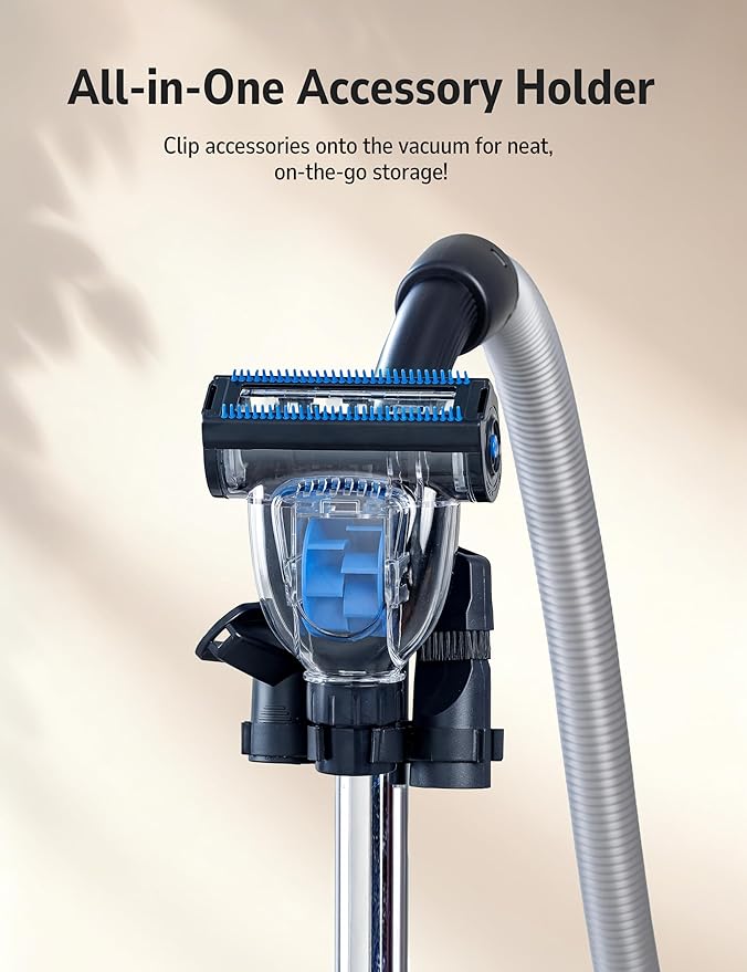 Aspiron 1700W Canister Vacuum Cleaner, 45Kpa Bagless Vacuum Cleaner, Multi-Cyclonic Filtration, 2 Anti-Allergen HEPA Filters, 3.5QT Dust Cup, 4 Tools, No Hair Tangles for Hard Floor, Pet Hair, Aqua