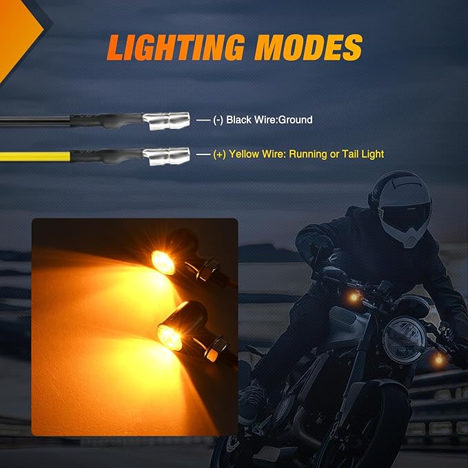 Nilight Motorcycle LED Turn Signals Front Indicator Light Yellow Beam Mini Size Blinkers Compatible with Harley Honda Kawasaki Suzuki Triumph Yamaha Cruiser