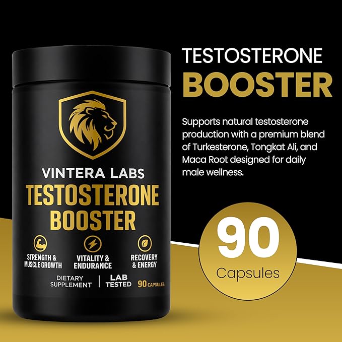 Testosterone Booster for Men Maximum Strength (3rd Party Lab Tested) Maca, Turkesterone, Tongkat Ali, Testosterone Supplement for Men Test Booster - Pills