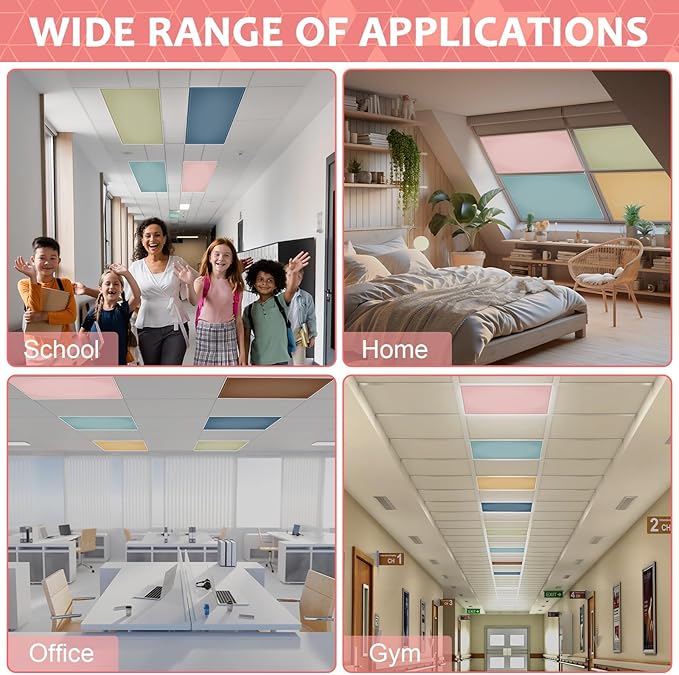 QOUBAI 6PCS Fluorescent Light Covers, 4x2 Feet Magnetic Light Cover Fluorescent Lights Shade Panel Positive Inspirational Ceiling Lights Filters for Office Classroom Home Drop Ceiling Boho