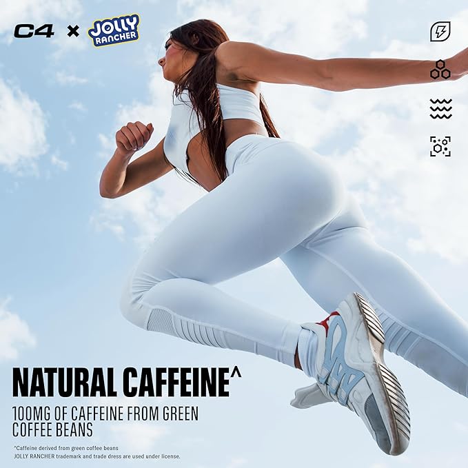 C4 Energy + Aminos Powder Jolly Rancher Cherry, 5g BCAAs & EAAs for Muscle Recovery, 3 Electrolytes for Hydration, 100mg Natural Caffeine, Pre Workout, Zero Sugar, 30 Servings