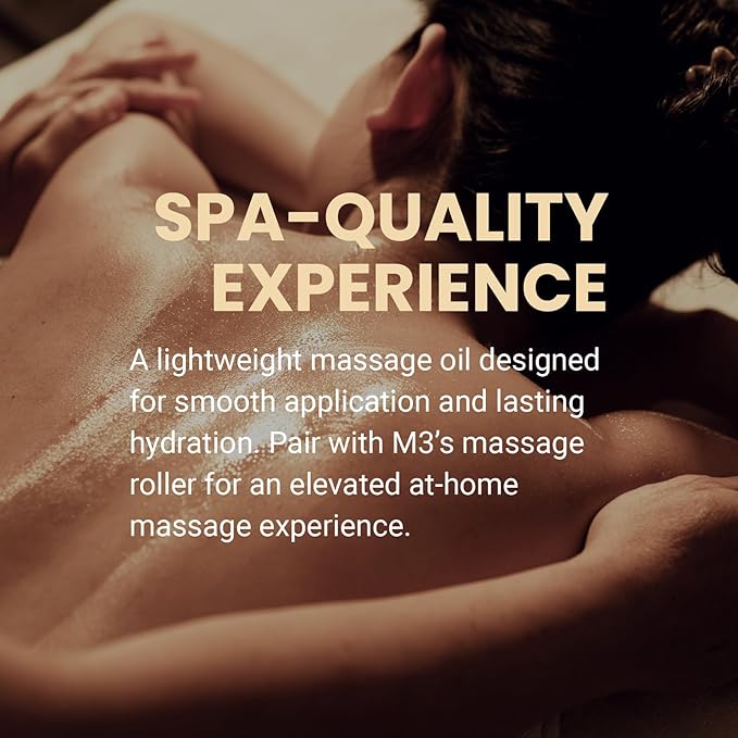 Kit Huile & Rouleau de Massage Lymphatique pour la Massothérapie - Huile et Masseur de Drainage Lymphatique Ylang Ylang & Gingembre pour la Circulation et le Soutien à la Détoxification, Formule Non Grasse et Rouleau Facile à Utiliser (236 ml) par M3