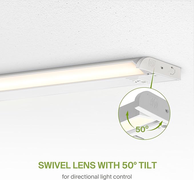 ASD Swivel LED Under Cabinet Lighting Plug in or Hardwired 48 Inch, Dimmable Under Cabinet Lights with High/Low/Off Switch, 3CCT 2700K-4000K, Linkable Under Counter Lights for Kitchen, White, ETL