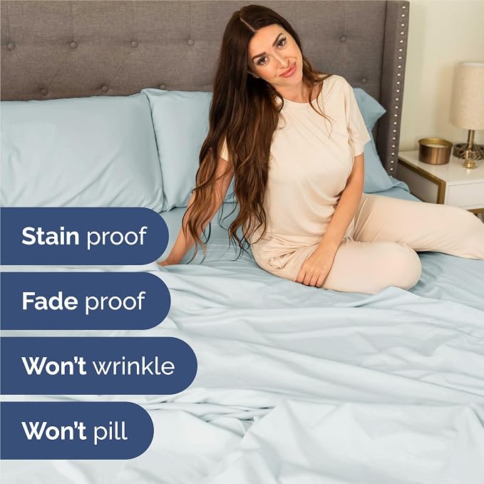 King 6 Piece Sheet Set - Comfy Breathable & Cooling - Ultra Soft Hotel Luxury Bedding Set w/ 8-16 Inch Deep Pockets - 1 Flat & 1 Fitted Sheet & 4 Pillowcases - Wrinkle Free and Easy Care - Ice Blue
