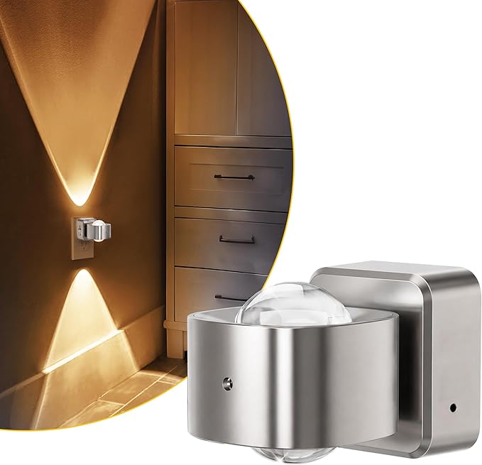 L LOHAS LED Night Light Projector, Night Lights Plug into Wall, Dusk to Dawn Sensor, Silver Rotating Nightlight for Kids, Soft White Ambient Lighting for Bathroom, Gaming Room,1 Pack