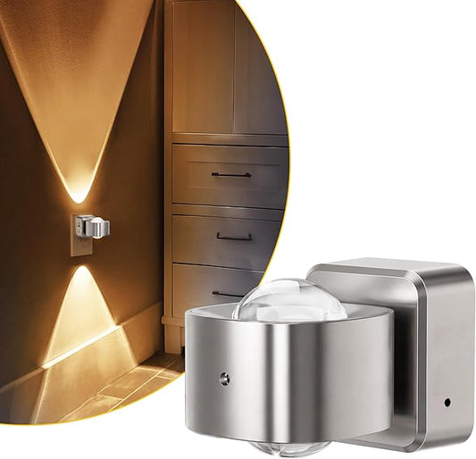L LOHAS LED Night Light Projector, Night Lights Plug into Wall, Dusk to Dawn Sensor, Silver Rotating Nightlight for Kids, Soft White Ambient Lighting for Bathroom, Gaming Room,1 Pack