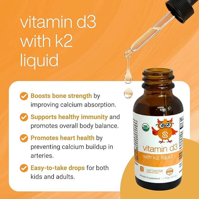 Vitamine D3 liquide bio avec K2 par le Dr Ana Maria Temple | Favorise la solidité des os et la santé immunitaire | Certifié biologique USDA | Base d'huile d'olive pour une meilleure absorption | 30 ml