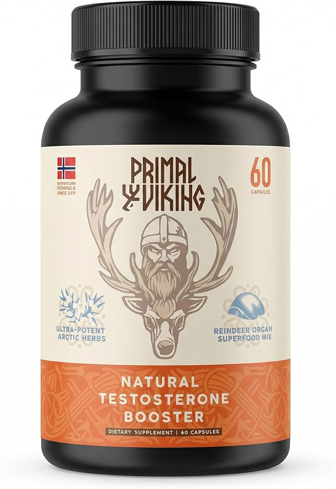 Primal Viking Men Wellness and Vitality Supplement Natural Support Capsules, Primal Viking Men Wellness and Vitality Advanced Formula, Overall Health Wellness, 60 Capsules for 1 Month (Pack of 1)