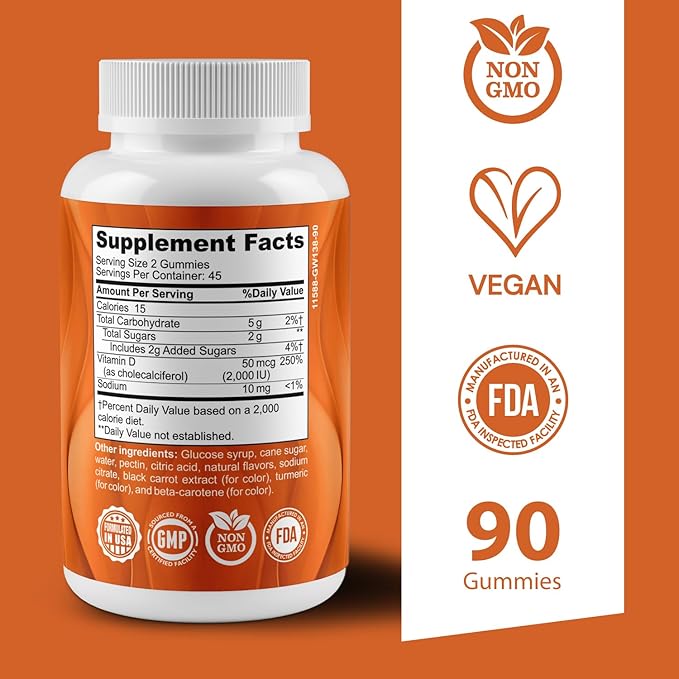ZENV Vitamin D3 Gummies, Immune & Bone Support Dietary Supplement, Mixed Berry Mango & Peach Flavor, Non-GMO, Gluten Free, 90 Count